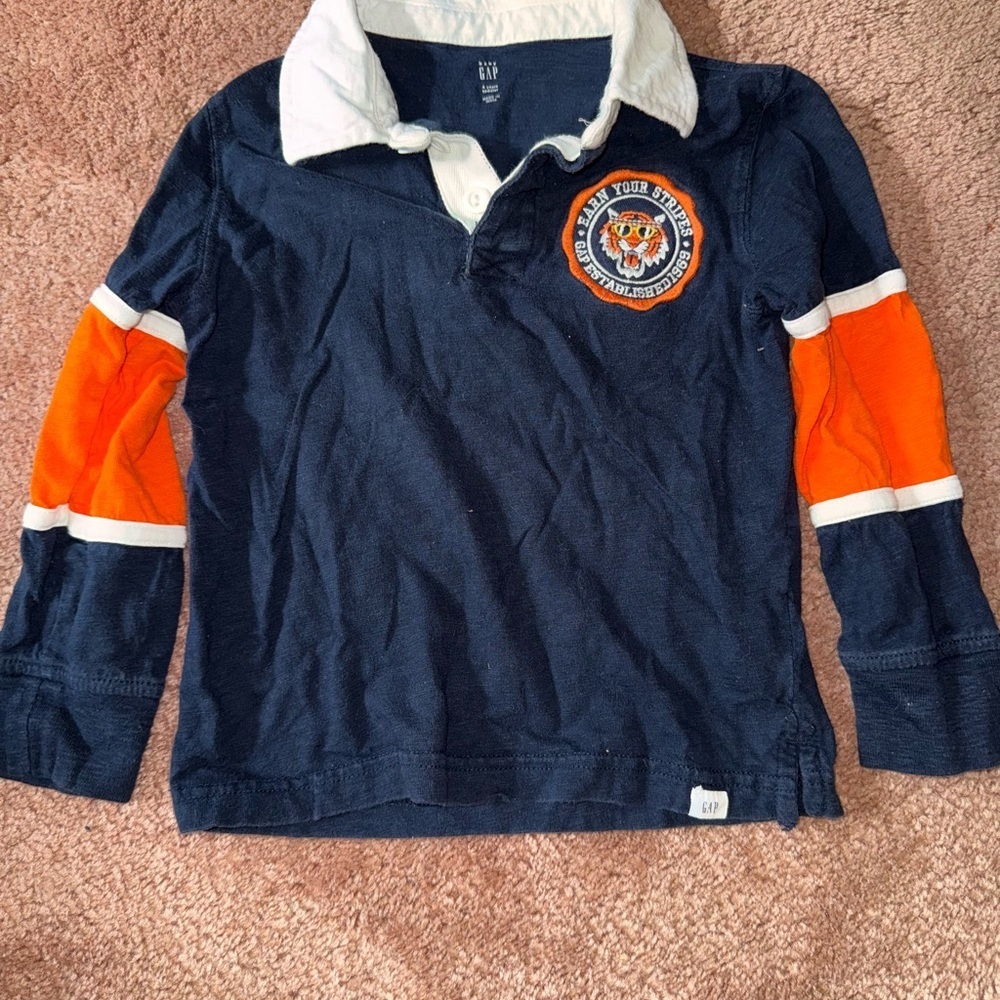 GAP Navy and Orange Kids Button Down Shirt